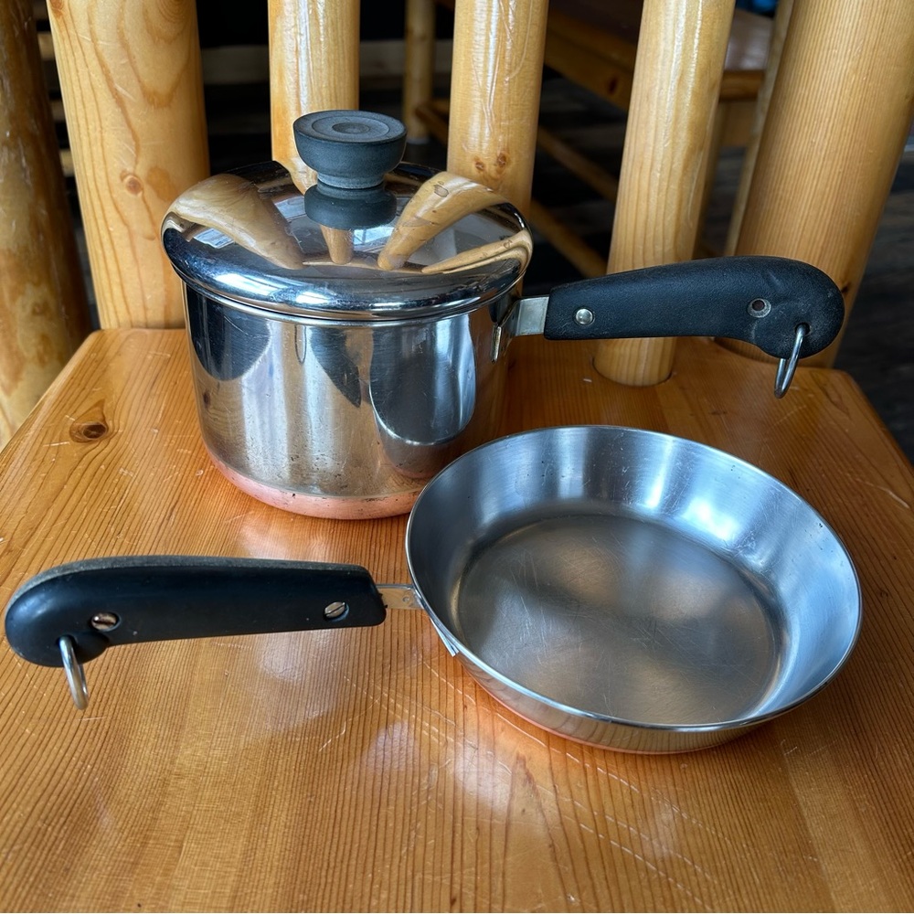 Revere Ware Copper bottom mini sauce pan and fry pan set